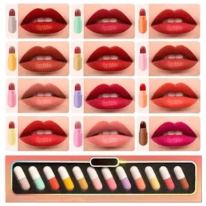 Allbestaye Capsule Lipstick Set Lip Gloss Set Capsule Shape Liquid Lipstick Portable Lipstick 12pcs - product information 26