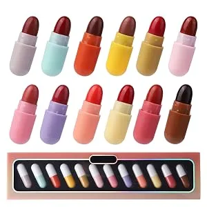 Allbestaye Capsule Lipstick Set Lip Gloss Set Capsule Shape Liquid Lipstick Portable Lipstick 12pcs - product information 27