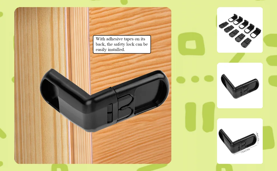 5Pcs Baby Safety Lock Adhesive Cabinet Locks Child Safety for Drawers and Cabinets Baby Proof(Black) - BB01742-02-1