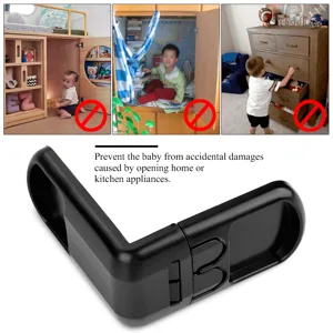 5Pcs Baby Safety Lock Adhesive Cabinet Locks Child Safety for Drawers and Cabinets Baby Proof(Black) - BB01742-02-2