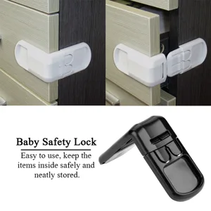 5Pcs Baby Safety Lock Adhesive Cabinet Locks Child Safety for Drawers and Cabinets Baby Proof(Black) - product information 9