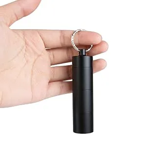 OPRET Pillendose keychain waterproof with 3 divisible compartments small tablet box for on the go pills container - black 1PCs black - klein