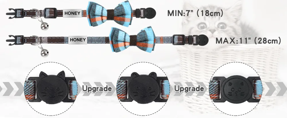 Tagme cats collars with names and telephone number kitten collar with safety closure and bell haze 1 -pack haunted blue - cat collar