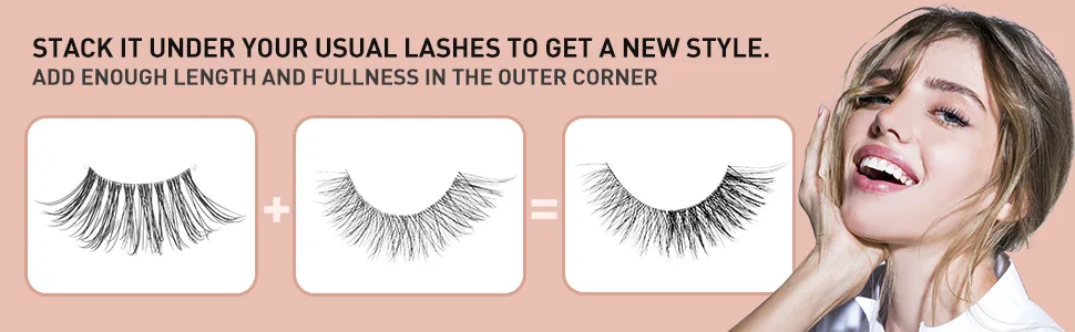 ONLYALL false eyelashes Half eyelash natural appearance thin eyelashes transparent band eyelash package Half eyelash corner lifts accent eyelashes 3D nurse 7 pair C06 - HFHF