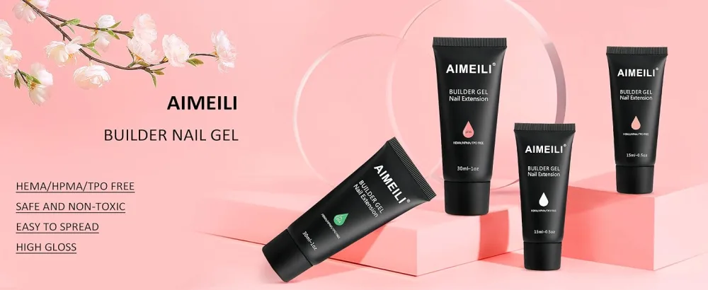 AIMEILI Gel Nail Extension Clear 30ml Soak Off UV LED Nails Building Gel Nail Extension Builder Gel Clear 30 ml (1 Pack) - Poly banner pc