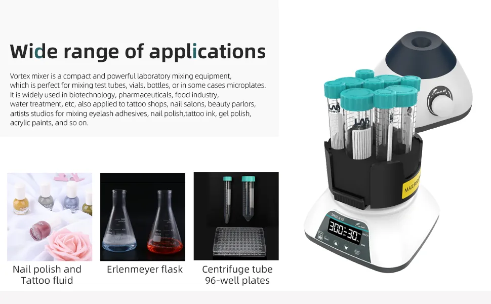 Lab Mini Vortex Mixer,Touch Function Vortexer Shaker,3000RPM Green-fixed Speed - vortex mixer for lab