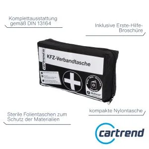 cartrend first aid kit Classic with Malteser first aid measures DIN 13164 black 1 pack Black - verbandtasche