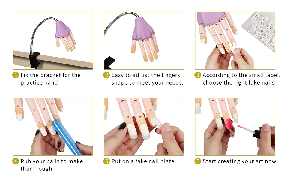 LASHVIEW Nail Practice Hand, 200 pcs Nail Tips Label them,Don't get mixed up,Don't Fall Off Easily Nail,Adjustable bracket,DIY Print Practice Tool - product information 3