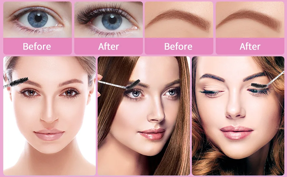 MSQ 60 pack mascara magic sticks disposable mascara eyebrow brushes Applicator 6 colors make-up cosmetic brush with crystal handle for eyelash extensions mascara - product information 14