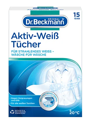 Dr. Beckmann Fest Active White Wipes | brilliant white with every wash | against greying | 15 Wipes White 15 pieces (1 pack) - Aktiv-Weiß Tücher