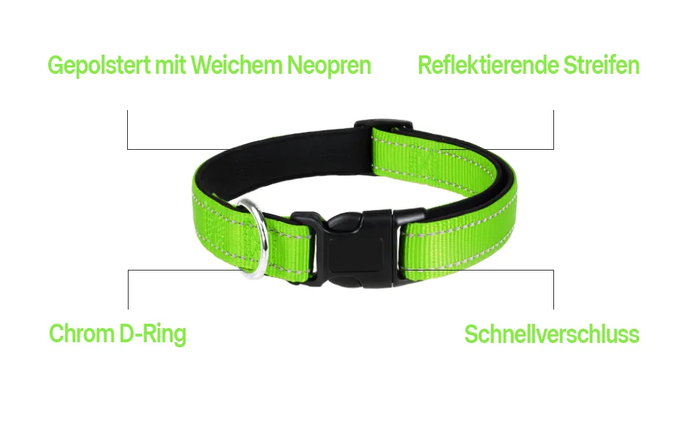 Joytale Dog Collar Reflective Dog Collar for Medium-Sized Dogs M Green M (Pack of 1) Green - pet dog collar