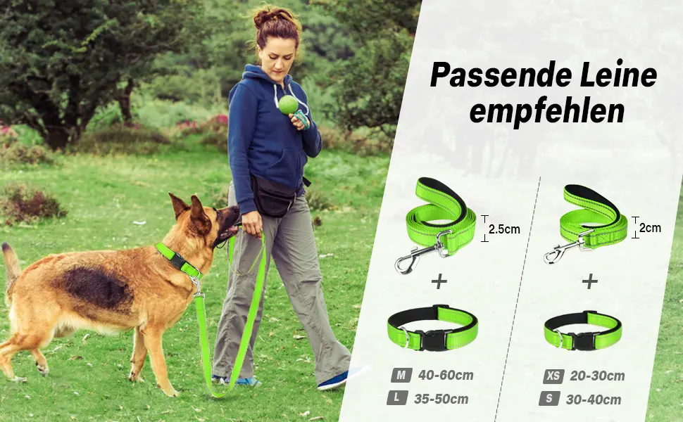 Joytale Dog Collar Reflective Dog Collar for Medium-Sized Dogs M Green M (Pack of 1) Green - reflective dog collar