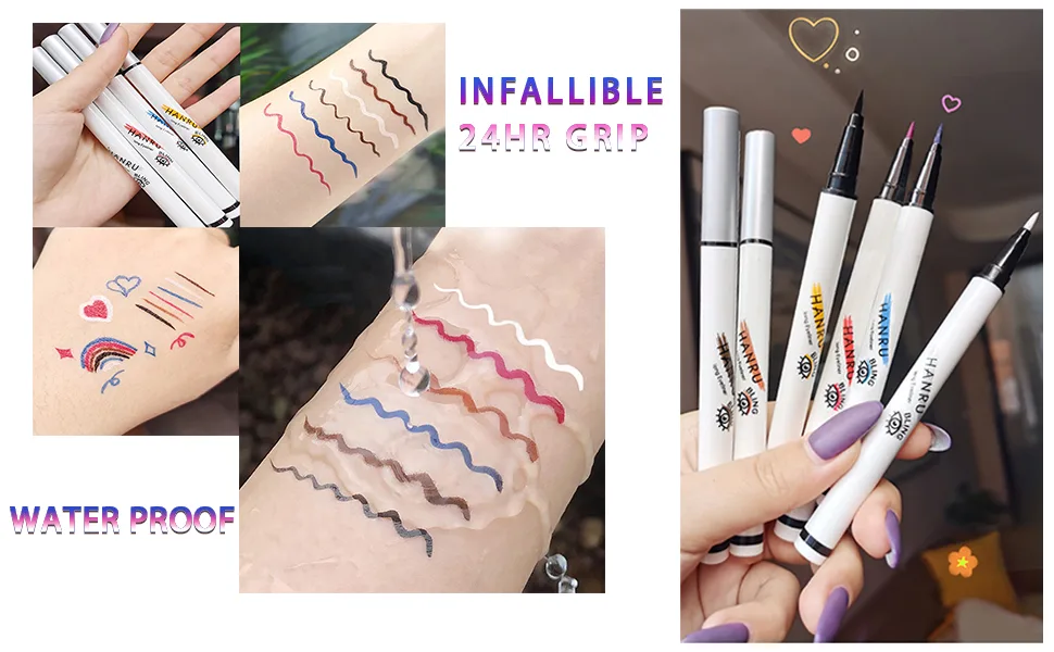 Pink purple Multicolor Waterproof Very Fine Eyeliner Advanced Liquid Eyeliner Felt Tip Eyeliner Eyeliner Eyebrows Eyelashes Body Paint Multi-Purpose Pen (Pink purple) - Multicolor Waterproof Very Fine Eyeliner Advanced