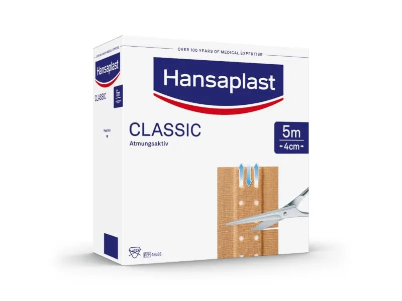 Hansaplast Classic Pflasters (5 m x 4 cm) cutable wound plasters with extra strong adhesive power flexible and breathable bandage material 1 piece (1 Pack) 5m x 4cm - hansaplast pflaster wundpflaster heftpflaster verpackung wundversorgung erste hilfe