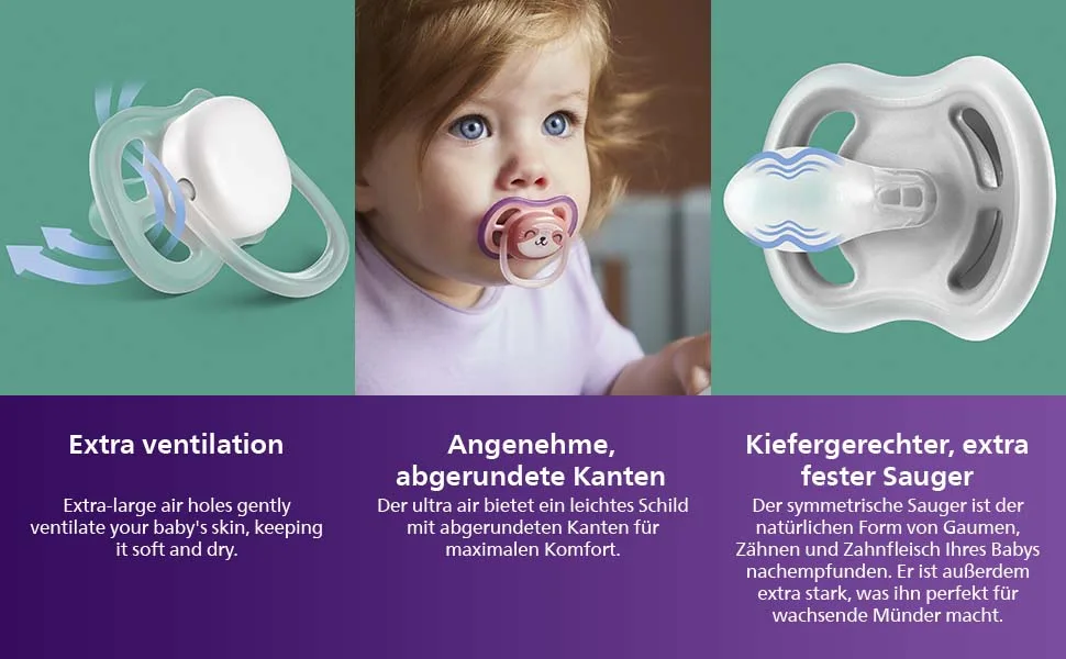 Philips Avent Ultra Air Pacifier (model SCF349/12) Giraffe/Bear 2-pack Animal Print - product information 28