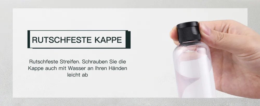 TOUREAL 100ML Bernstein travel bottles set with flip cap (5 pieces) empty donor plastic bottle set filling bottles for cosmetics with funnel (brown) - RUTSCHFESTE KAPPE
