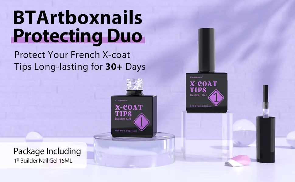 Bartbox Builder Gel 15ml for Xcoattips French Nails no more flake off the French tips long durability 30+ days 1 ml (1 Pack) Balck - Builder Gel