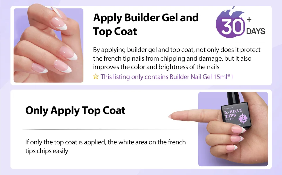 Bartbox Builder Gel 15ml for Xcoattips French Nails no more flake off the French tips long durability 30+ days 1 ml (1 Pack) Balck - Builder Gel