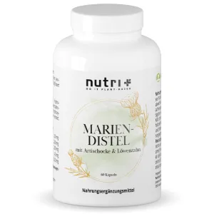 Nutri + Mary thistle Artichoke Dandeline complex - 60 capsules highly dose with Silymarin Cynarin - Mary thistle capsules Mary thistle extract Art talcon extract Liene extract 38 g (1 Pack) - Mariendistel
