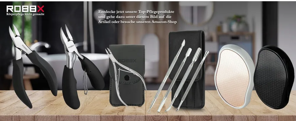 Robbx PROFIAL NAILLAND |Head cutter for strong toenails |Head tongs for thick nails for foot care |Soft handle |Stable leather case - kopfzange