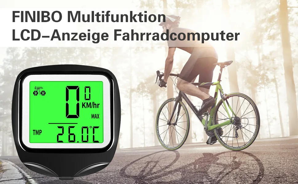 Finibo bicycle computer wired mileage counter speedometer for bicycle 23 functions waterproof LCD speed bicycle tacho bike computer 1 single - product information 9