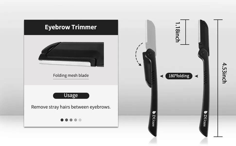 DUcare Eyebrow Razor, Scissors, Tweezers, Eyelash Comb Curler and eyebrow brush 5 in 1 eyebrow kit for Makeup Grooming 5pcs eyebrow kit - eyebrow trimmer
