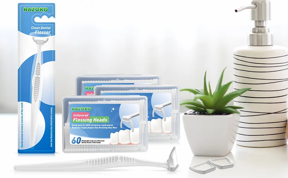 Dental Floss Picks, Clean Dental Flossers Kit with 2 Handle and 180 Extra Strength Refills 2 Handles & 180 Refills - product information 6