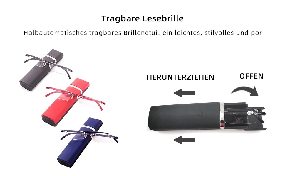 Cokobin ultra -light tr90 frameworkless reading glasses with glasses case reading aid for women and men (black +2.0) black +2.0 dioptries (1 Pack) - Ultraleichte Lesebrille tragbare Lesebrille