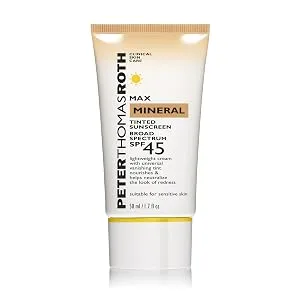Peter Thomas Roth | Max Mineral Tinted Sunscreen Broad Spectrum SPF 45 | Tinted Moisturizer with SPF, Water-Resistant Mineral Sunscreen For Sensitive Skin, 1.7 Fl Oz. - Peter Thomas Roth, Max Mineral Tinted Sunscreen Broad Spectrum SPF 45