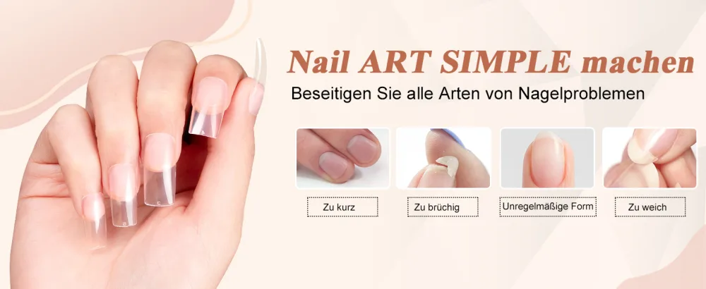 500pcs Artificial Fingernails Natural False Art Full Coffin Nails Tips for Women Girls Nature - Beseitigen Nagelproblemen