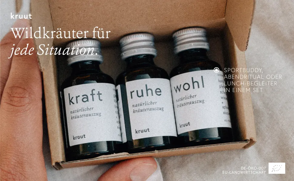 Kruut-3-series gift set organic wild herb test package 3 x 15ml strength calm & well-herbal extract oxymel elixir extract syrup regional - kruut