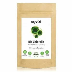 Myvial Bio Chlorella tablets highly dosed 240 pieces vegan without additives packed plastic -free - algae Presslings from microalge chlorella vulgaris - Chlorella Tabletten