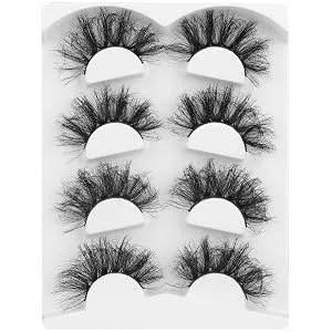 ALPHONSE Lashes 25MM Fluffy Mink False Lashes 8D High Volume Long Thick Dramatic Crossed Fake Eyelashes Pack 4 Pairs 25MM-1 - 25mm lashes