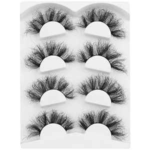 ALPHONSE Lashes 25MM Fluffy Mink False Lashes 8D High Volume Long Thick Dramatic Crossed Fake Eyelashes Pack 4 Pairs 25MM-1 - lashes