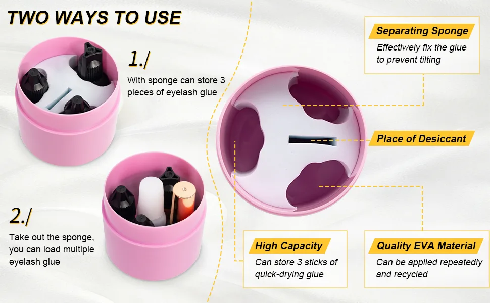 Buqikma Eyelash Glue Storage Tank, Eyelash Extension Glue Jar Storage Tank with Bottom Sealed Adhesive Stand Activated Storage for Eyelash Extension (Black) - two ways to use