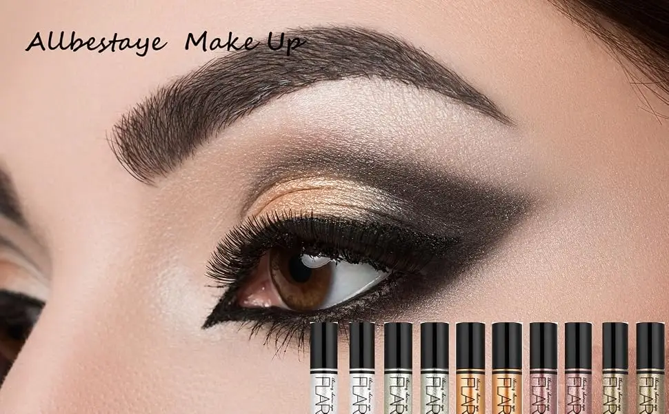 Allbestaye 10PCS Diamond Glitter Eyeliner Liquid Set Shimmer Metallic Eyeshadow Waterproof Makeup Kit #01 - eyeliner