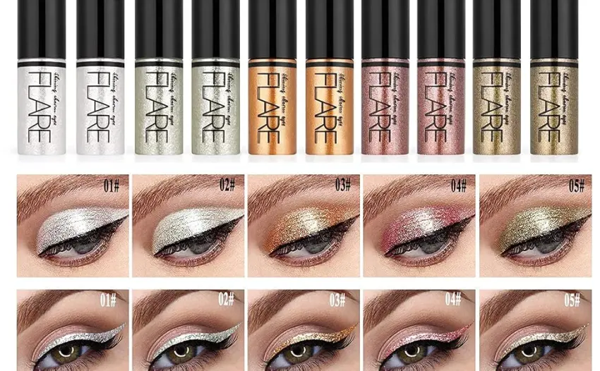 Allbestaye 10PCS Diamond Glitter Eyeliner Liquid Set Shimmer Metallic Eyeshadow Waterproof Makeup Kit #01 - eyeliner