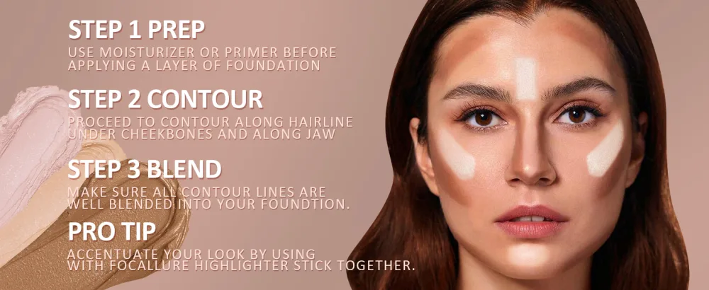 2 PCs Contouring Stick Cream Bronzer and Highlighter Stick creamy texture Long-lasting contours illuminate the face make-up contouring pen for face and neck (light medium-0610) - Bronzer und Highlighter Stick