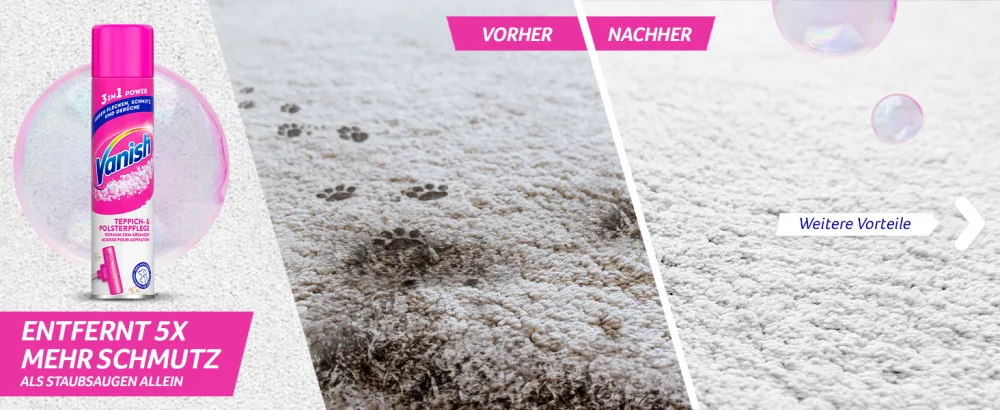 Vanish gold power foam carpet cleaner - carpet cleaning agent - extra strong against dirt bad smell & dust - 1 x 650 ml 650 ml (1 Pack) - Vanish Schaum