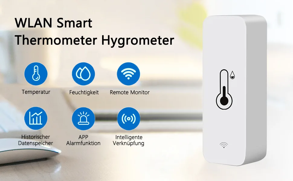 WLAN Smart Thermometer Hygrometer digital mini internal temperature and moisture sensor room temperature moisture sensor app remote control for greenhouse cellar compatible Alexa/Google Home.1pack 1 pack - luftfeuchtigkeitsmesser