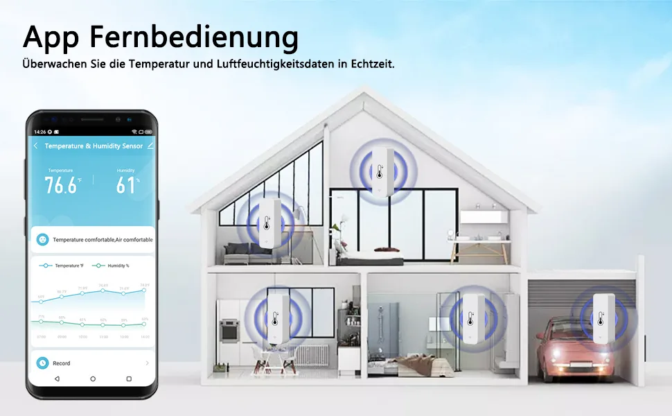 WLAN Smart Thermometer Hygrometer digital mini internal temperature and moisture sensor room temperature moisture sensor app remote control for greenhouse cellar compatible Alexa/Google Home.1pack 1 pack - zimmerthermometer digital innen