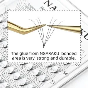Nagaraku Volume eyelash extension prefabricated compartments 320pcs narrow stem slightly tight premade fans eyelash extensions artificial eyelashes 16 rows (5d 0.07mm thickness D curl 9mm) 9mm 5D-07-D curl - fake lashes