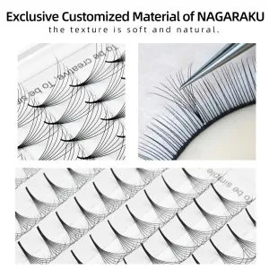 Nagaraku Volume eyelash extension prefabricated compartments 320pcs narrow stem light densely tight premade fans eyelash extensions artificial eyelashes 16 rows (5d 0.07mm thickness D curl 10mm) 10mm 5D-07-D curl - wimpernfächer
