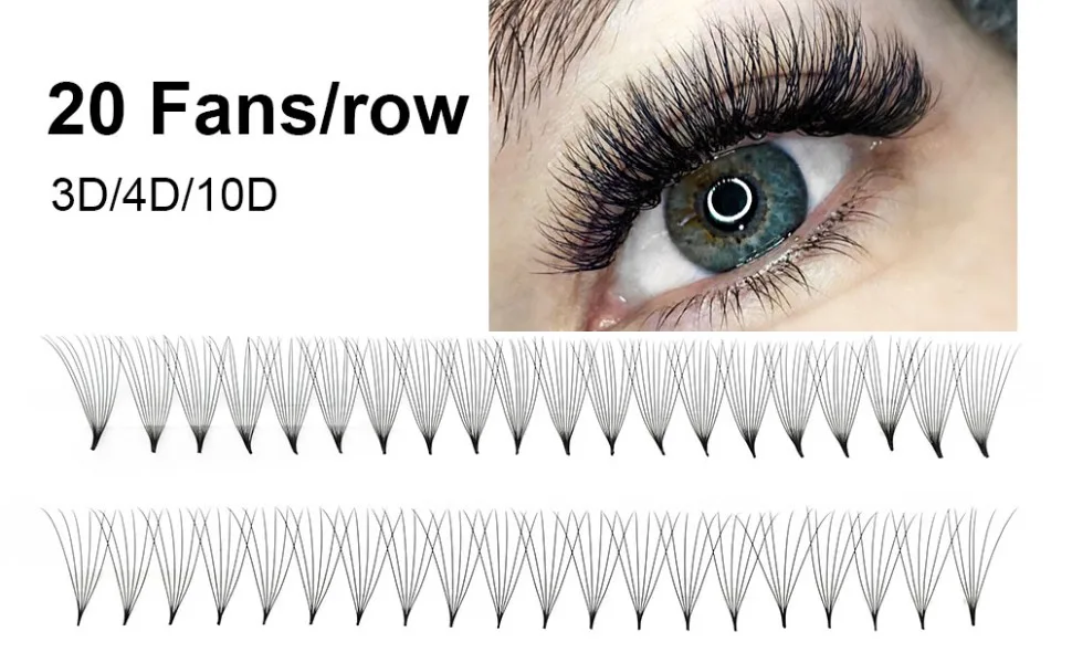 Nagaraku Volume eyelash extension prefabricated compartments 320pcs narrow stem slightly tight premade fans eyelash extensions artificial eyelashes 16 rows (5d 0.07mm starch C curl 15mm) 15mm 5D-07-c curl - Wimpernverlängerung