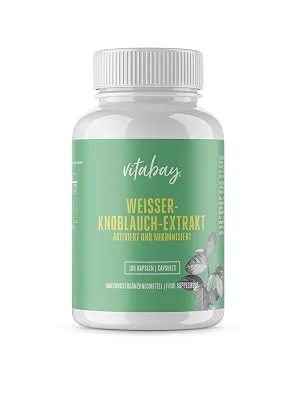 VITABAY White-garlic extract 100 vegan capsules 2000mg per capsule fermented activated and micronized bioavailable tasteless and odorless made in germany 1 piece (100 pack) - Vitabay Vitamin K2