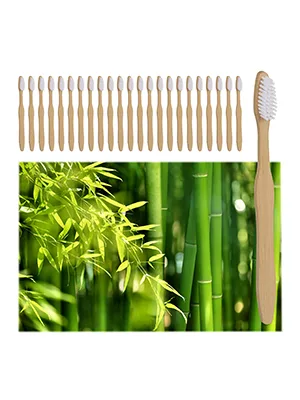 Relaxdays bamboo toothbrushes 24 set bristle medium vegan sustainable bpa-free hand toothbrush coated black black 1 piece (24 Pack) - Bambus Zahnbürsten