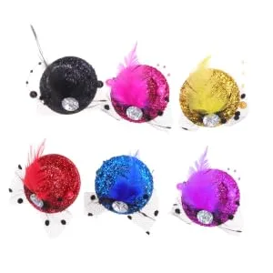 Small Grenadine Glitter Hat Bobby Feather Mini Hair Clips for Kids 6 Pack - product information 2