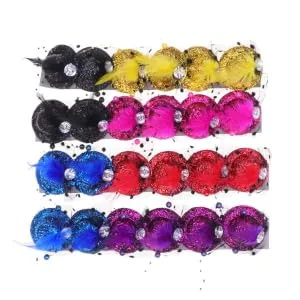 Small Grenadine Glitter Hat Bobby Feather Mini Hair Clips for Kids 6 Pack - product information 3