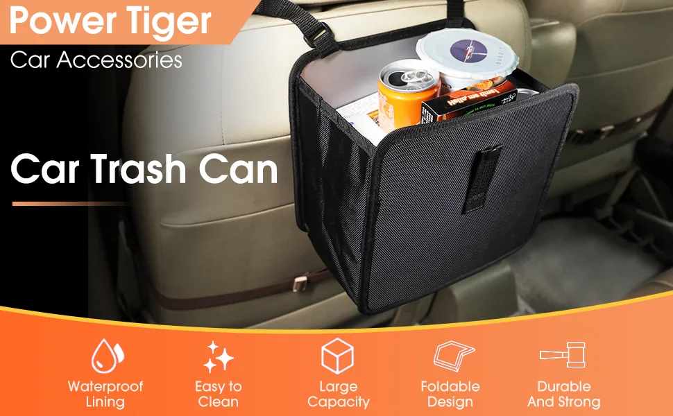 Powerful car garbage can car waste bin waterproof waste container Ousproof car seat bag for garbage black 7ltr capacity 1 piece (1 Pack) - product information 4