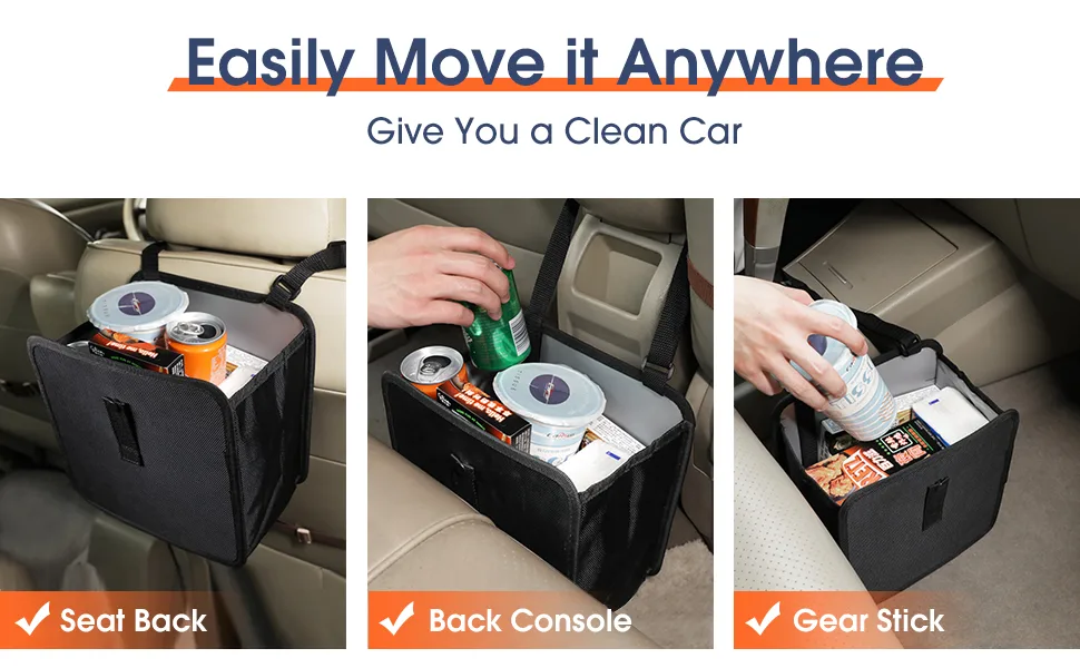 Powerful car garbage can car waste bin waterproof waste container Ousproof car seat bag for garbage black 7ltr capacity 1 piece (1 Pack) - product information 5